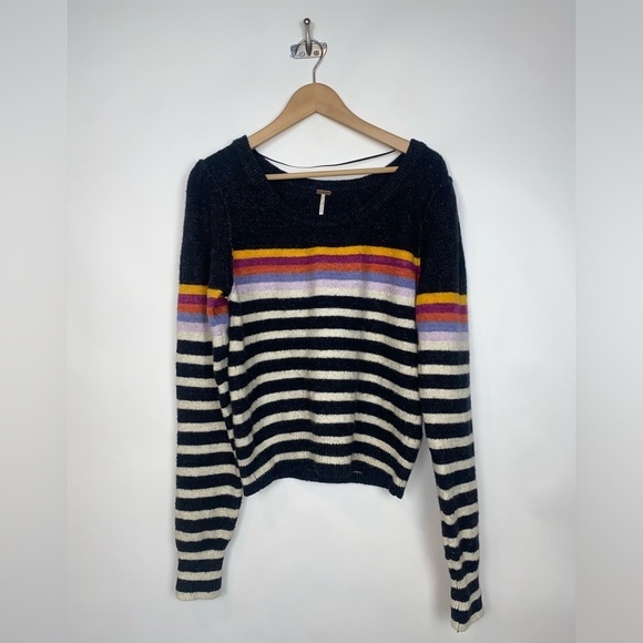 Free People Complete Me Striped Pullover in Black multicolor size S oversized - Picture 4 of 12